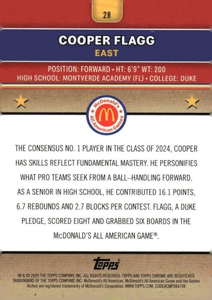 2024 Topps Chrome McDonald's All American #28 Cooper Flagg East Basketball Card - Sportscard Superstore
