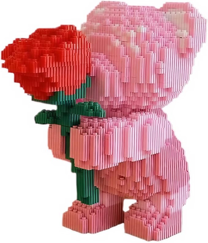 Bridal Bouquet Bear Building Block SetTeddy Building Blocks Bear (1842PCS)Pink Bear Micro Building BlocksGifts Suitable for Adults
