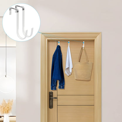 FYY Over The Door Hooks, 4 Pack Hangers Hooks with Rubber Prevent Scratches Heavy Duty Organizer for Living Room, Bathroom, Bedroom, Kitchen Hanging Clothes, Towels, Hats, Coats, Bags White