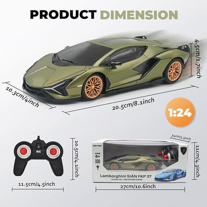 QUN XING Remote Control Car 1:24 Officially Licensed 2.4GHZ Rc Cars Lambo Sport Racing Toy Car for Kids Boys 4-7 Years Birthday Gift Green