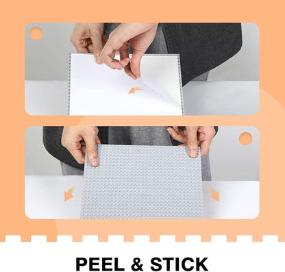 8 Pack Peel-and-Stick Building Baseplates 10”x10” Classic Self-Adhesive Boards - 100% Compatible with All Major Brands Sturdy Stacking Play Table Top Green/Grey/Blue/White
