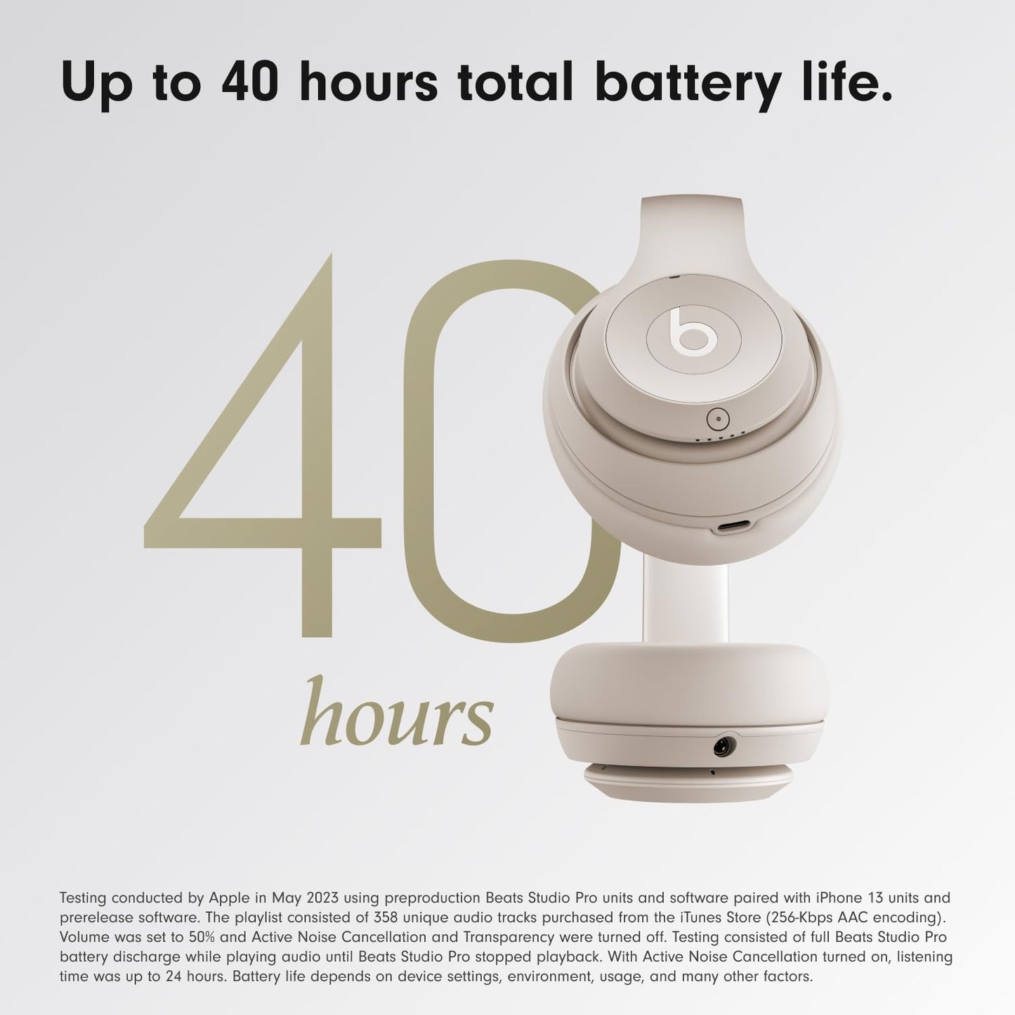 Beats Studio Pro-Premium Wireless Over-Ear Headphones- Up to 40-Hour Battery Life, Active Noise Cancelling, USB-C Lossless Audio, Apple & Android Compatible- Sandstone
