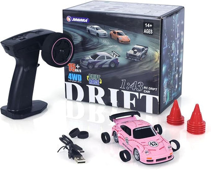 TOUCAN RC HOBBY 1/43 2.4G Radio Control Drift Car Racing Vehicles High Speed 15KM/H 4WD Mini Car Model Battery Lights RTR Gift for Ages 14+