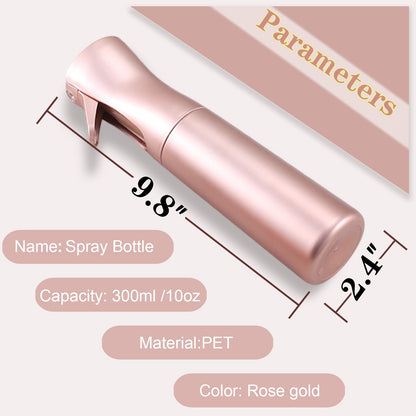 LERPOLOR Empty Spray bottles, Continuous Spray Bottle for Hair, 10 Oz Rose Gold Spray Water Bottle Fine Mist Refillable, Skin Care, Showering Pets, Plants, travel, Ironing and Cleaning