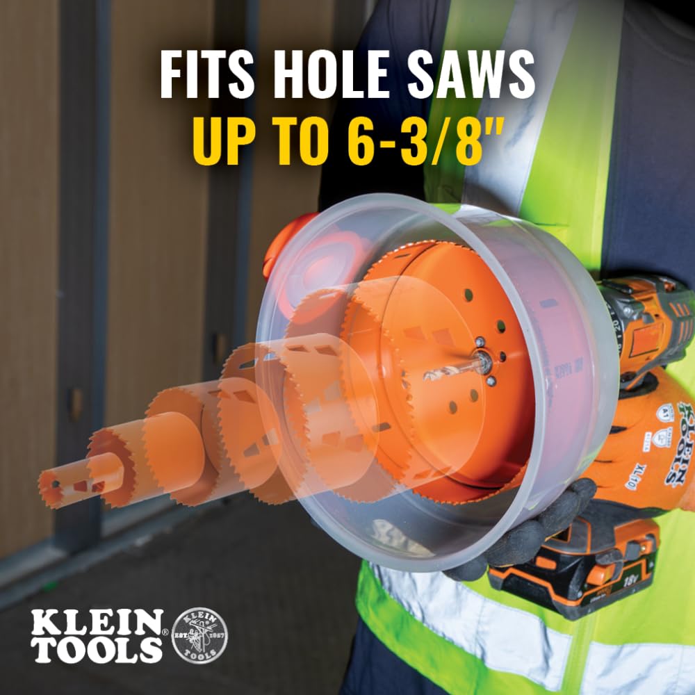 Klein Tools 31101 Collapsible Hole Saw Dust Bowl, Ideal for Overhead Can and Recessed Lighting, Fits Hole Saws up to 6-3/8-Inch, Arbors up to 1/2-Inch