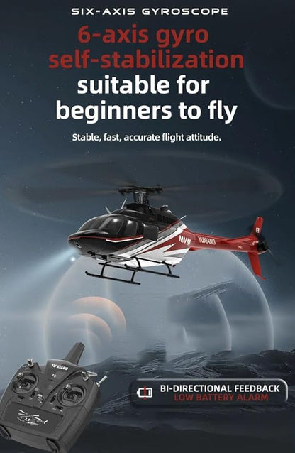 Hanll YUXIANG F08 Bell 206 RC Helicopter for Adults 1/27 2.4G 6CH Brushless Direct-Drive 6G Flybarless RC Helicopter with 6-Axis Gyro Optical Flow Positioning RTF/ 3 Battery