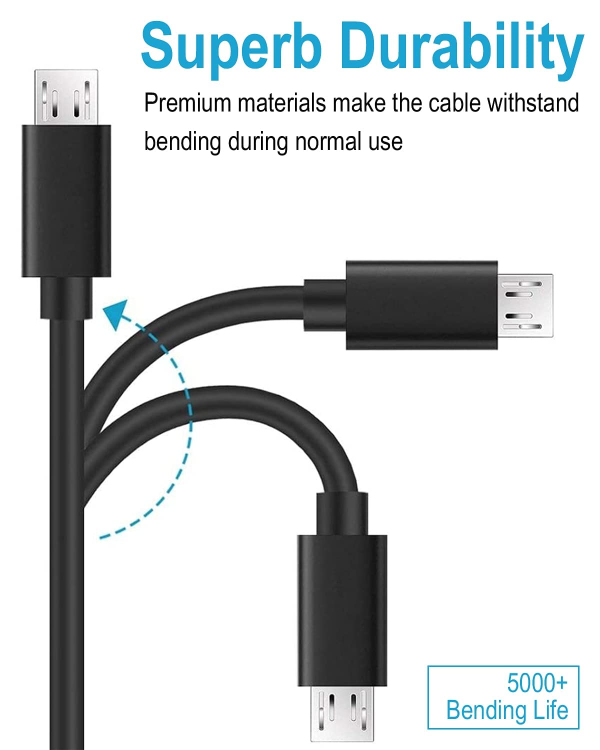 DEEGO Micro USB Cable, 15Ft Extra Long Controller Charger Compatible with PS4, PlayStation 4, Charger Cord Fast Android USB Charging Cable, Black
