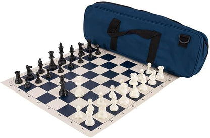 Deluxe Chess Set Combination - Triple Weighted - by US Chess Federation (Navy Blue)