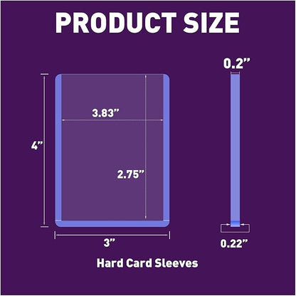 50ct 3X4 Card Sleeves Hard Plastic - 180pt Hard Card Sleeve Baseball Card Protectors Hard Plastic Premium Card Sleeves for Trading Cards Hard Card Holder for Sports Baseball Football Game Cards