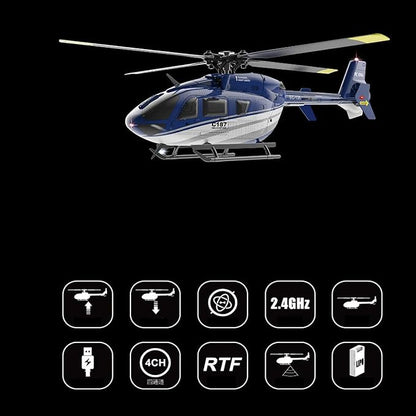 EC135 C187 Remote Controlled Heli Aircraft Plane RC Helicopter add Optical Flow Positioning Single Rotor No Ailerons 6-Axis Gyroscope Altitude Hovering Aerobatics for Adults Beginners