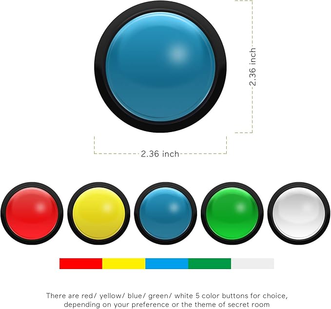 Escape Room Props 5 Different Colors Buttons Mechanism Press It In Order To Control 12V Magnet Lock For Exit Game Owner Player Adventurer (4 Button No Video)