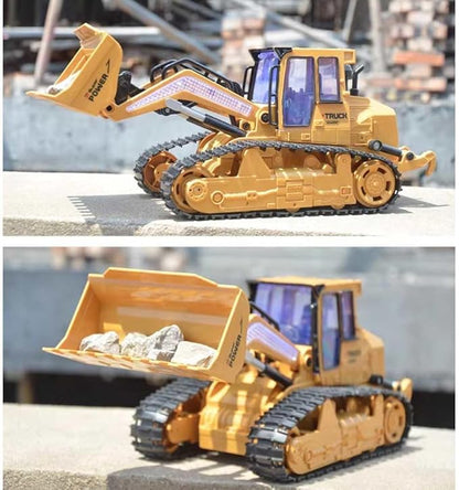 RC Skid Steer Loader Construction Truck 1/14 Remote Control Bulldozer Crawler with Lights 9 Channel RC Front Loader 360° Rotation 2.4G Full Function Engineering Vehicle Excavator Toys