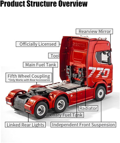 1/18 Scale 770S Heavy Duty RC Semi Truck RC Tractor Truck with Rear Wheel Drive Collectible Model with High Speed Performance