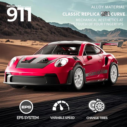 1:43 RC Drift Car 20KM/H with Gyro 2.4G 4WD Full Proportional Alloy Sport Racing Car Adjustable Speed LED Lighting for Teens &amp Adults-D43-01