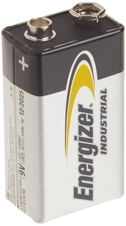 Energizer Industrial 9 Volt Batteries, Alkaline 9v Battery (12 Count)