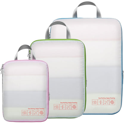 Cambond Compression Packing Cubes for Travel Women - 3 Pack Luggage Organizers Bags Travel Essentials Compression Cubes for Carry on Suitcases, White
