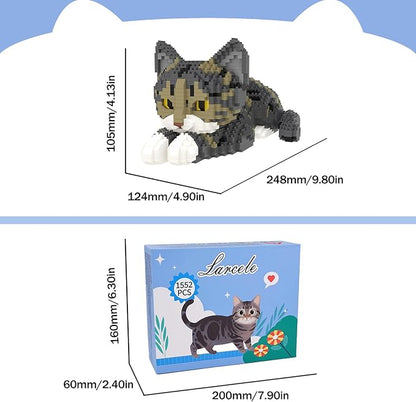 Larcele Micro Building Blocks Set DIY Mini Building Toy Bricks for Age Over 12 Years 1552 Pieces KLJM-05 (Chinese Li Hua Cat)