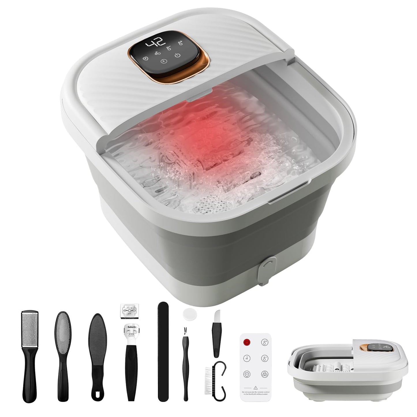 ACKLEAP Collapsible Foot Spa with Heat, Touchscreen, Foldable Foot Bath Massager with Temperature Control, Foot Massage Rollers, Pedicure Spa for Home, Office, Relaxation, Gift for Men & Women