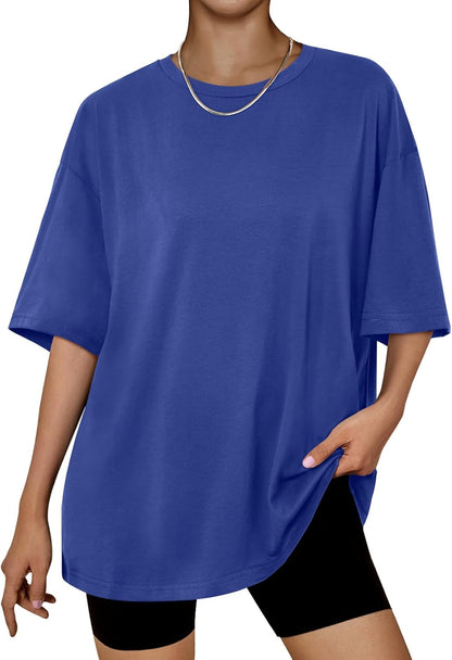 Trendy Queen Womens Oversized Summer T Shirts Plus Size Batwing Cute Casual Tops Short Sleeves Fashion Workout Clothes