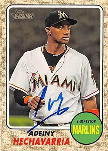 Sports Memorabilia Autograph Warehouse 302476 2017 Adeiny Hechavarria Autographed No.137 Baseball Card - Miami Marlins