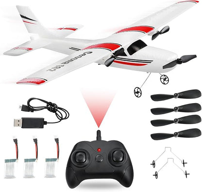 RC AirplaneRC Plane 2.4GHz 2 Channels RTF RC Aircraft with 3-Axis Gyro for Beginner Easy to Speedy Fly Glider Toys with 2 Extra Batteries [ 3 Batteries ]