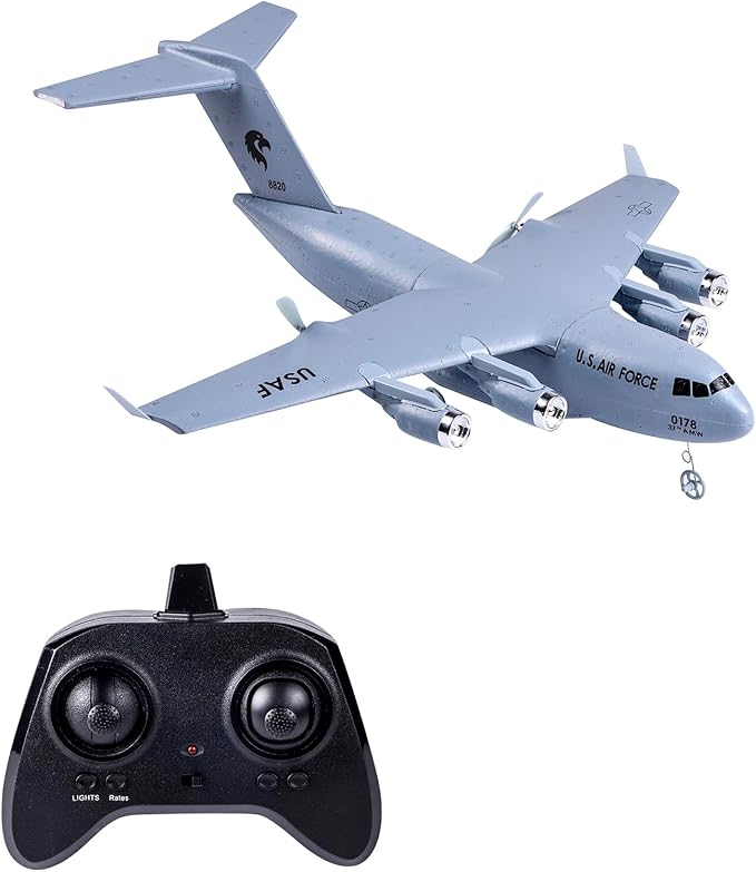 RTF RC Plane 2.4Ghz 2 Channels Airplane Navy Blue C17 Globemaster III Aircraft Easy to Fly RC Toy