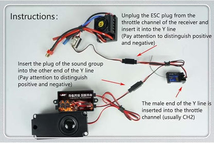 RC Car 2nd Generation Motor Sound Simulator Set RC Car Engine Sound Simulator Remote Control Car Sound Engine Simulation Module Set with 2 Speakers for 1/10 Vehicle Model (Two-Voice Group)