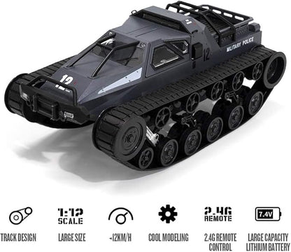 GoolRC RC Tank Car 1/12 Scale 2.4GHz Remote Control Tank 360?Rotating Off-Road RC Crawler Military Vehicle with Rechargeable Battery Gifts for Adults (Black)