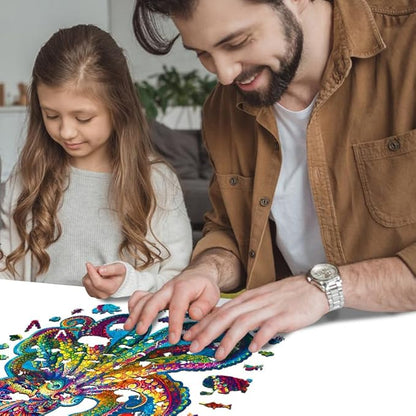 Mys Aurora Unique Wooden Jigsaw Puzzles - Agate Octopus 300 Pcs Medium Size 12.6'' x 12.2'' Luxurious Animal Shaped Wood Puzzle Beautiful Package Best Gift for Adults