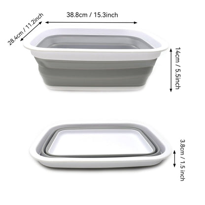 SAMMART 9.2L (2.37Gallon) Collapsible Tub - Portable Outdoor Picnic Basket/Crater - Foldable Shopping Bag - Space Saving Storage Container (M, Gray)
