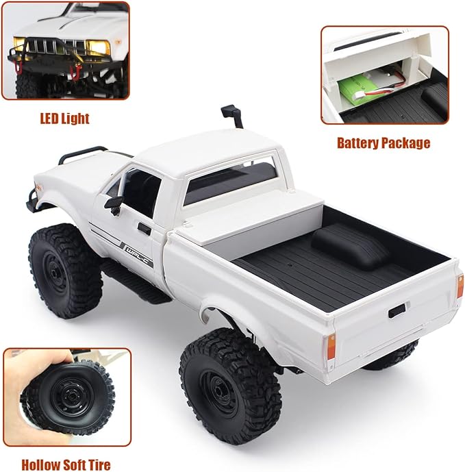Mostop RC Crawler 1/16 Scale 4WD Offroad Rock Crawler Climbing Vehicle RC Truck Toys C24-1 Throttle &amp Steering Control Pickup Truck 2.4Ghz Remote Control Children RC Car for Kids