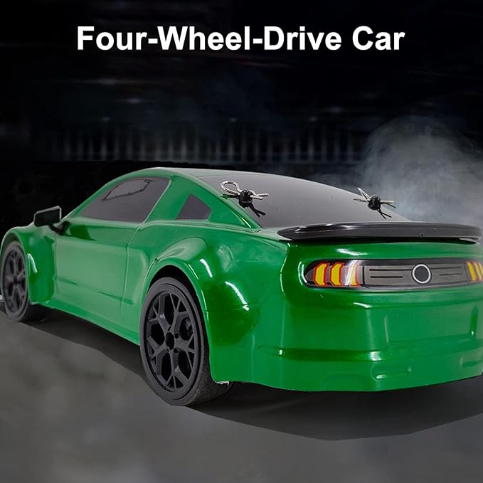 RC Drift Car 1:14 4WD 30KM/H High Speed RC Racing Car 2.4GHz Electric Sport Drifting Car with LED Lights 2 Batteries Drift &amp Race Tires for Adults (Green)