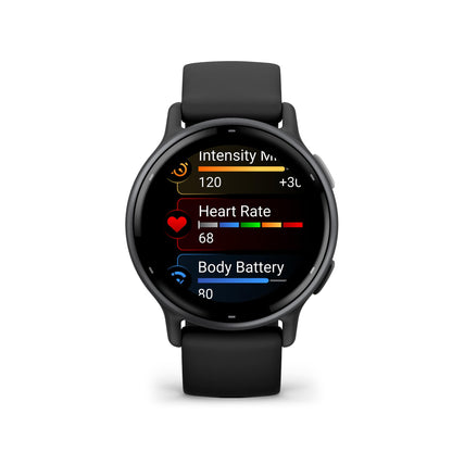 Garmin Vívoactive 5, Health and Fitness GPS Smartwatch, AMOLED Display, Up to 11 Days of Battery, Slate Aluminum Bezel with Black Case and Silicone Band