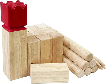 Kubb Game Set - Hardwood Viking Games with Rubber Wood Crate - KUBB Throwing Outdoor Games