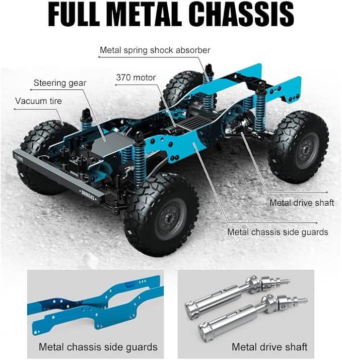 The perseids Remote Control Car Metal Chassis &amp Drive Shaft 1/12 RC Crawler 4WD Off-Road RTR Truck 2.4GHz Remote Truck with LED Headlights RC car Hobby RC Crawlers for Adult