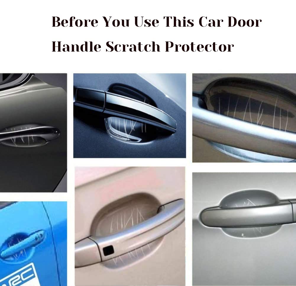 Pincuttee Car Door Handle Scratch Protector 4 Pack, Universal Fit Protective Films, Stickers and Decals Accessories (Gray-2)