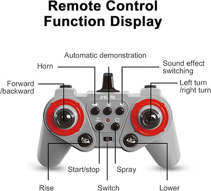 Remote Control Forklift 11 Channel 2 in 1 RC Forklift Transform Lift Fork &amp Hook 2.4Ghz RC Construction Vehicle Toy with Lights Sound Spray Function for Kids Adults