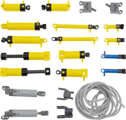 21pcs Pneumatic-Kits Compatible with Technic-Parts Piston-Pressure-Rod Air-Pump-Cylinder-Hose MOC Car-Truck-Replacement-Parts