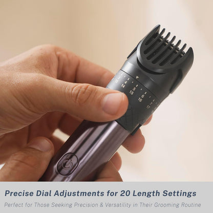 Beard Trimmer for Men, Electric Razors and Hair Clippers Set, Precision Dial Adjustable 20 Settings, All-in-One Shaving Kit for Mens Face Head Nose Body, IPX7 Waterproof Wet/Dry, USB-C Charge Dock