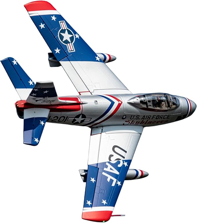 FMS Rc Planes for Adults Remote Control Airplane F-86 Skyblazer Blue RC Airplane 6CH 80mm Hobby Rc Airplanes PNP (No Radio Battery Charger)