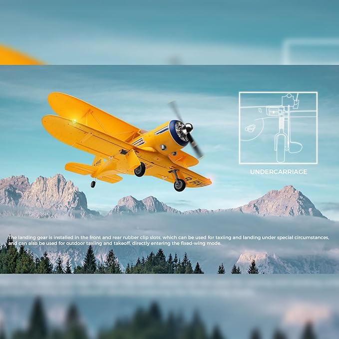 XK A300 Beech D17S RC Airplane EPP Remote Control Airplane Biplane 3D/6G 2.4G 4CH Brushless 550mm Wingspan Fixed Wing RC Aircraft with Quick Release Military Plane Gift -RTF