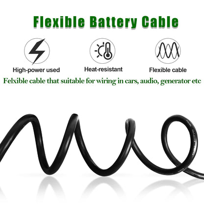 Kimbluth 2 Gauge Battery Cable Copper Wire, 5FT Red+5FT Black 2 AWG Welding Cable Standard USA OFC Wire for Automotive, Battery, Solar, Marine and Generator