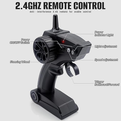 RC Drift Car 1:24 4WD Remote Control Cars Vehicle with LED Light2.4GHz 20KM/H High Speed RC Cars with Two Batteries &amp Drifting Tires Racing Sport Toy for Adults Boys Girls Kids