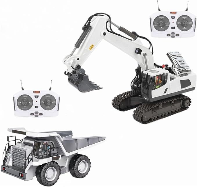 Mudsterz - Mudsterz Trucks Mudsterz Excavator 2.4GHz RC Construction Vehicle with Cool Lights and Real Sounds Realistic Engineering Design Metal Parts Little Builders Big Action (A2+B2)