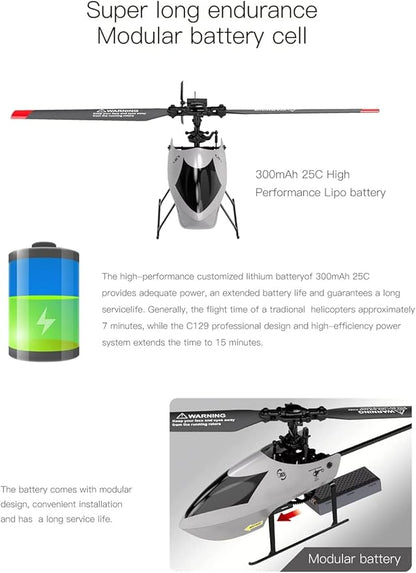 GoolRC C129 V2 RC Helicopter 4 Channel Remote Control Helicopter with 6-Axis Gyro 2.4Ghz RC Aircraft with 3D Flips Altitude Hold One Key Take Off/Landing for Adults and Beginners