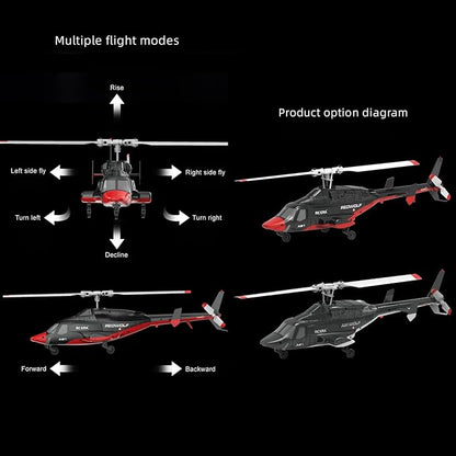 A61 Airwolf Remote Controlled Helicopter Aircraft Plane 4CH RC Heli Aileronless 1/42 Scale 6-Axis Gyroscope Altitude Hovering Optical Flow Position 2Batteries for Adults Beginners/Black red