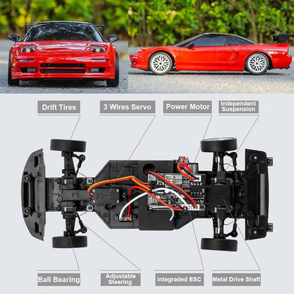 LDRC Drift Car RWD 1/18 Scale RC Drift Car with Gyro Racing Remote Control Cars for Adult Hobby Drifting Toy Proportional Throttle Steering ESP Gyroscope Metal Drive Shaft LD1803
