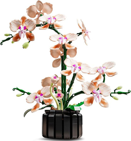 Champagne Orchid Flower Building Set Icon Flowers Building Block Compatible with Lego Stunning Botanical Display Gift for 8-14 Kids and Adults (866 Pcs)