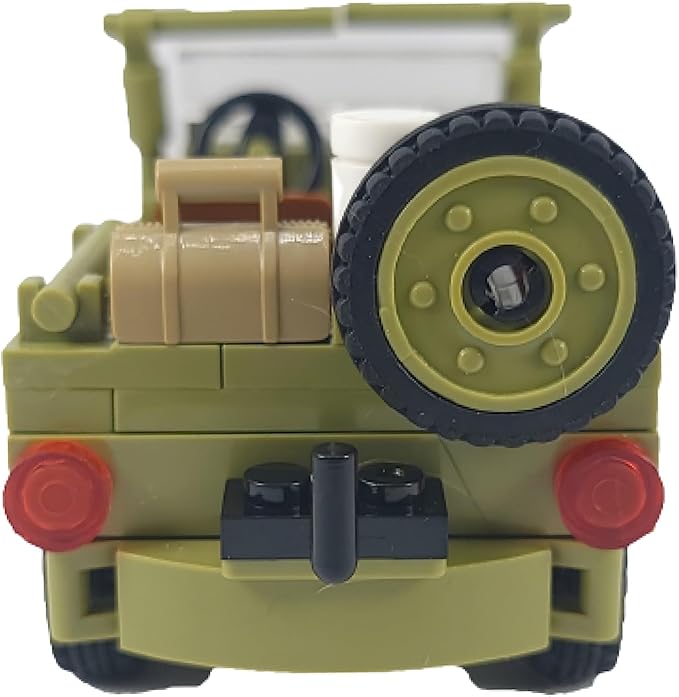 General Jim's WW2 US Army 4x4 Vehicle &amp Artillery Set Army Green Military Trucks with Tow Cannons 2 Figures &amp Custom Weapons Brick Building Set for All Building Levels Compatible with Major B