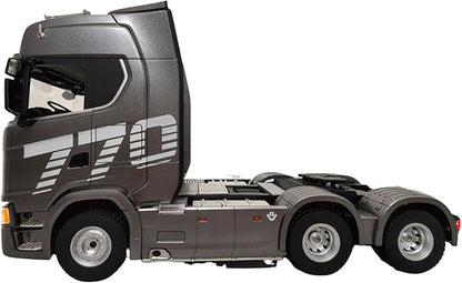 19Channels 770S Hobby RC Tractor Truck Toys 1/18 Scale Light Sound Effects Remote Control Lorry Car Vehicle Trailer for 14y+ Beginners Adults (6-Wheels Grey)